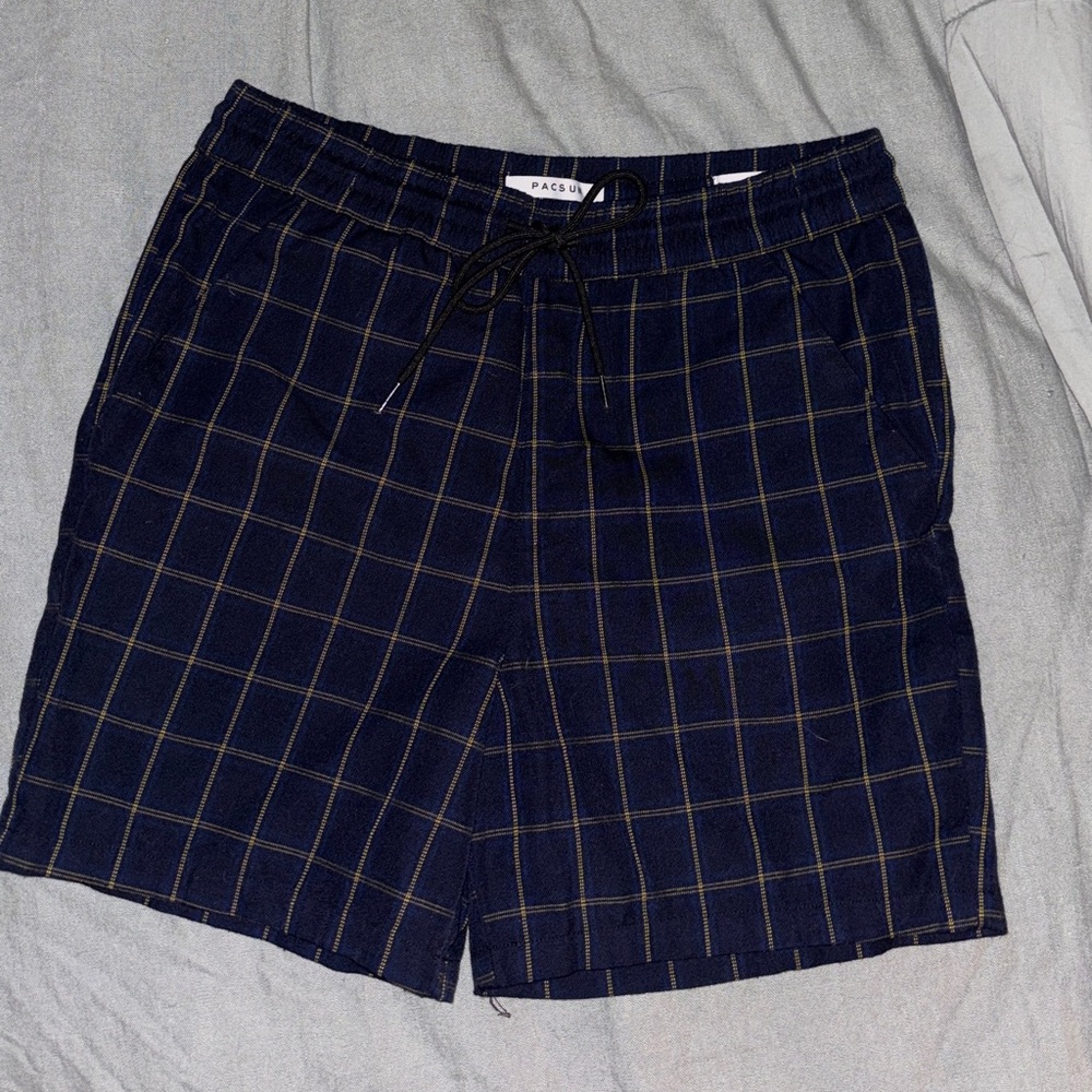 Pacsun Navy Plaid Drawstring Shorts